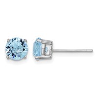 Sterling Silver Rhodium-plated Aqua Blue Crystal Birthstone Earrings view 1