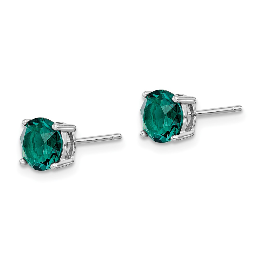 Sterling Silver Rhod-pltd Green Crystal Birthstone Earrings (QE14067MAY)