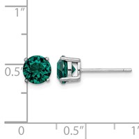 Sterling Silver Rhodium-plated Green Crystal Birthstone Earrings view 4