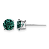 Sterling Silver Rhodium-plated Green Crystal Birthstone Earrings view 1