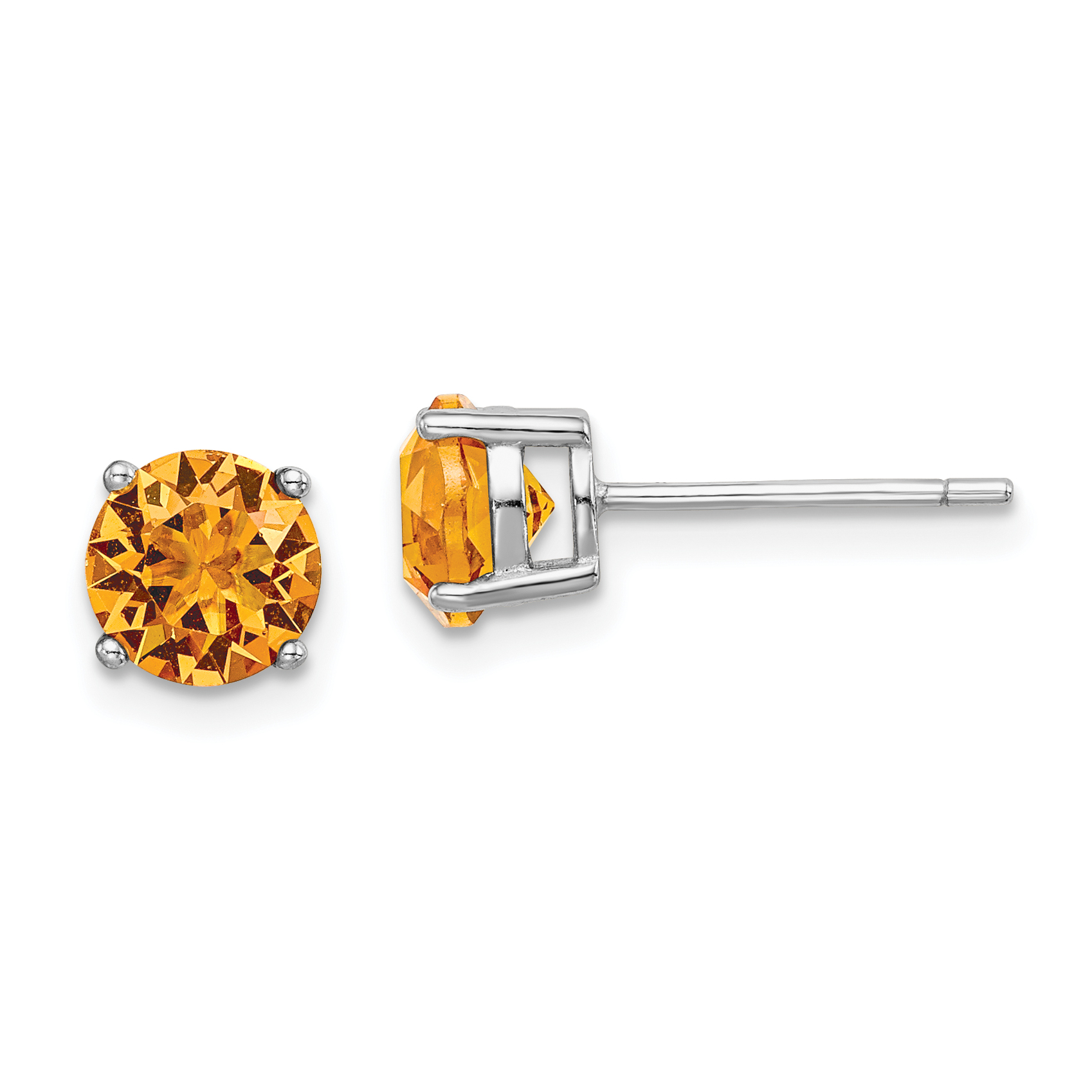 Sterling Silver Rhod-pltd Yellow Crystal Birthstone Earrings (QE14067NOV)