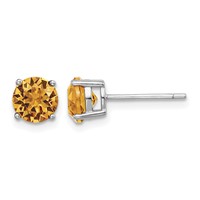 Sterling Silver Rhodium-plated GoldenYellow Crystal Birthstone Earrings view 1