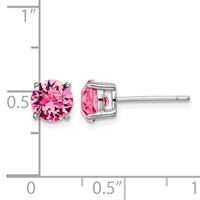 Sterling Silver Rhodium-plated Pink Crystal Birthstone Earrings view 4