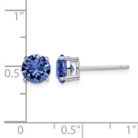 Sterling Silver Rhodium-plated Blue Crystal Birthstone Earrings view 4