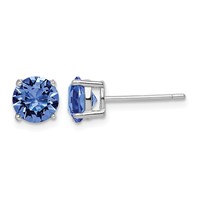 Sterling Silver Rhodium-plated Blue Crystal Birthstone Earrings view 1