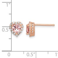 Sterling Silver Rose-plated Post CZ and Crystal Pink Heart Earrings view 4