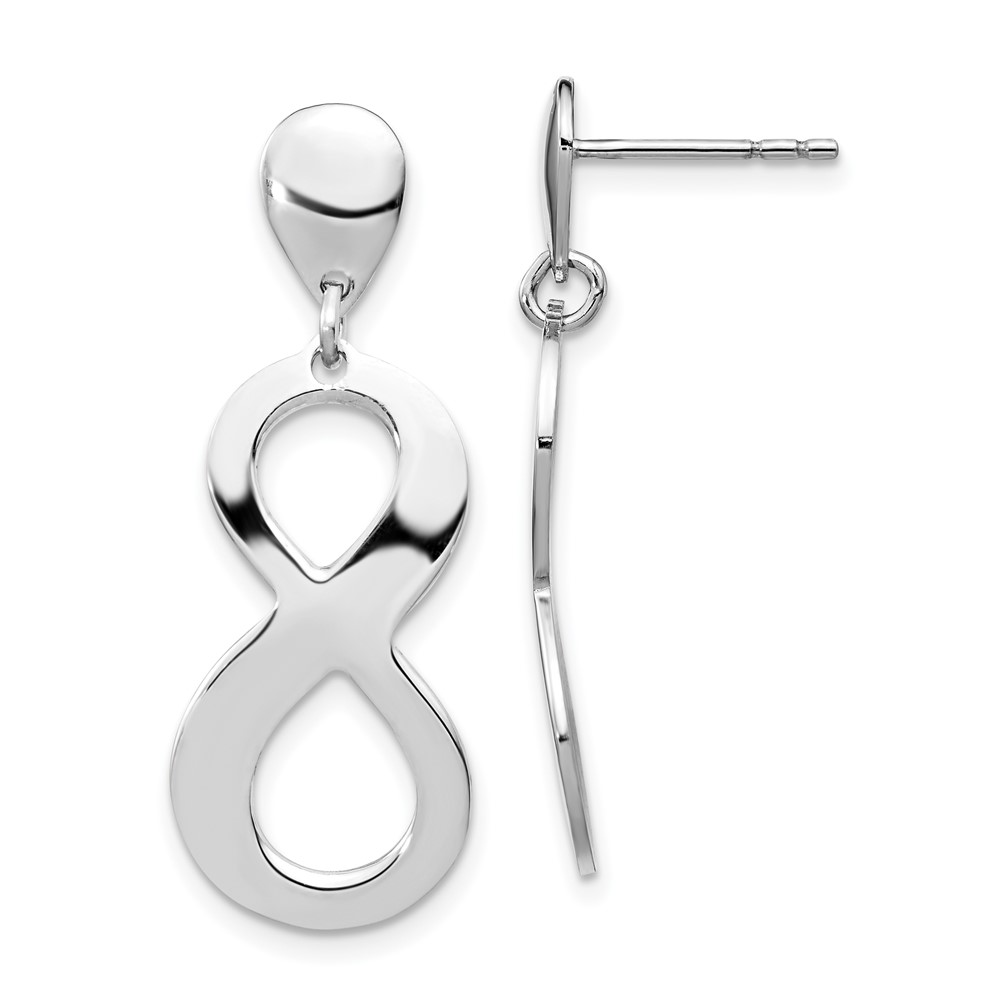 Sterling Silver Rhodium-plated Infinity Post Dangle Earrings