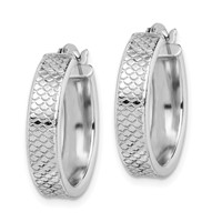 Sterling Silver Rhodium-plated Textured 5x 20mm Hoop Earrings view 2