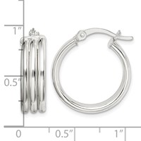 Sterling Silver Polished Grooved 6.5x 20mm Hoop Earrings view 4