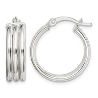 Sterling Silver Polished Grooved 6.5x 20mm Hoop Earrings view 1