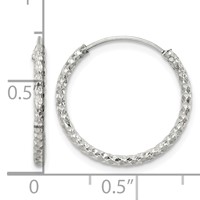 Sterling Silver Diamond Cut 1.5x 18mm Endless Hoop Earrings view 4