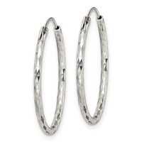 Sterling Silver Diamond Cut 1.5x 24mm Endless Hoop Earrings view 2