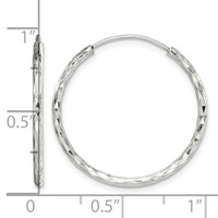 Sterling Silver Diamond Cut 1.5x 24mm Endless Hoop Earrings view 4