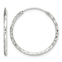 Sterling Silver Diamond Cut 1.5x 24mm Endless Hoop Earrings view 1