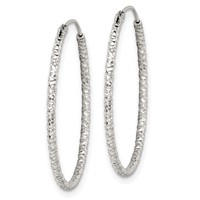 Sterling Silver Diamond Cut 1.5x 28mm Endless Hoop Earrings view 2