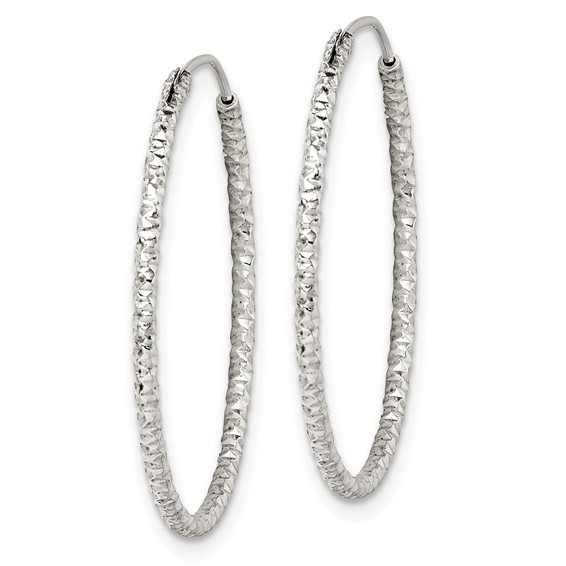 Sterling Silver 1.5mm Diamond-cut Endless Hoop Earrings