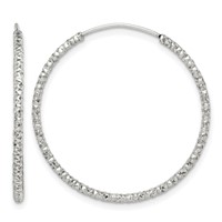 Sterling Silver Diamond Cut 1.5x 28mm Endless Hoop Earrings view 1