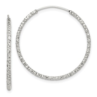 Sterling Silver 1.5mm Diamond-cut Endless Hoop Earrings