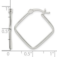 Sterling Silver Polished Square Hoop Earrings view 4
