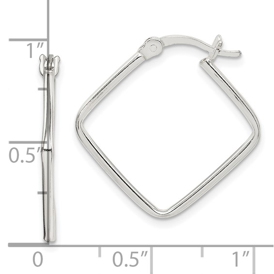Sterling Silver Polished Square Hoop Earrings