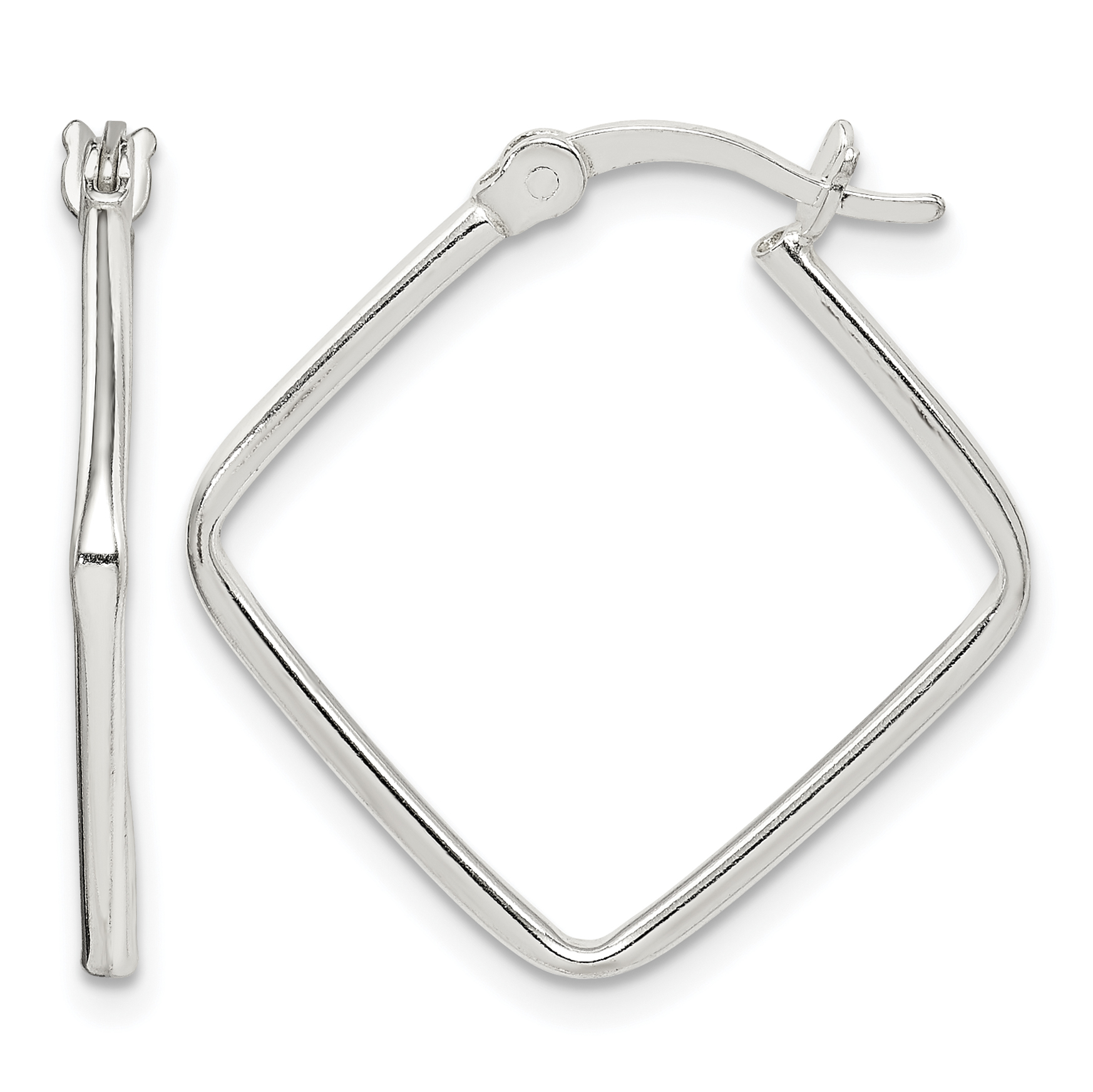 Sterling Silver Polished Square Hoop Earrings (QE14105)