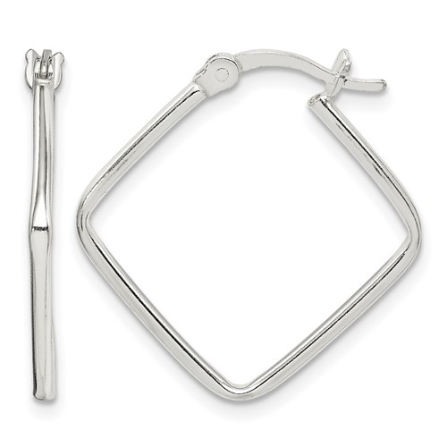 Sterling Silver Polished Square Hoop Earrings