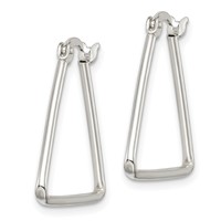 Sterling Silver Polished Triangle Hoop Earrings view 2