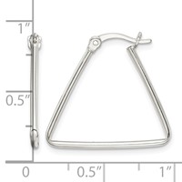 Sterling Silver Polished Triangle Hoop Earrings view 4