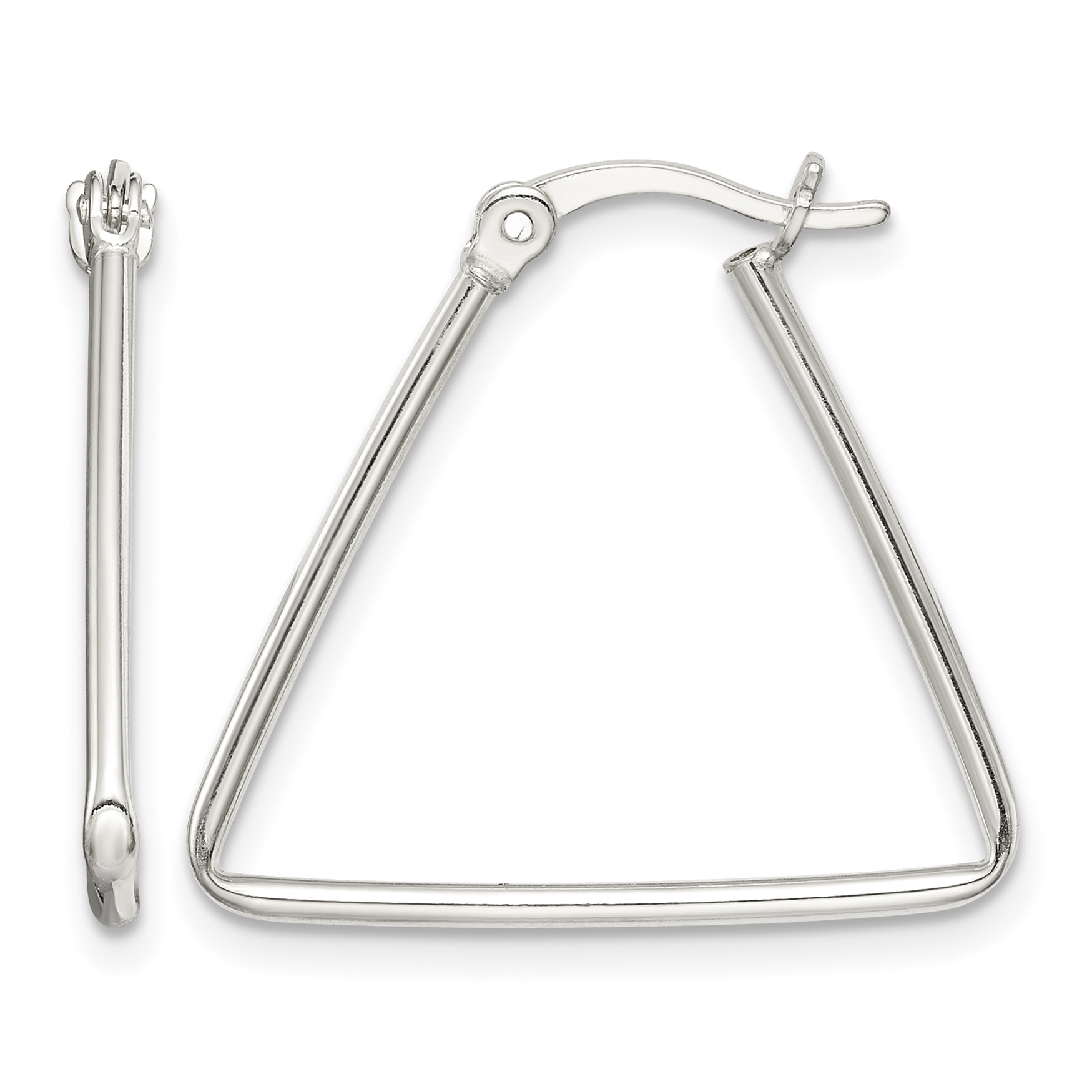 Sterling Silver Polished Triangle Hoop Earrings (QE14108)