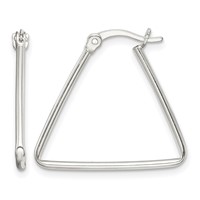 Sterling Silver Polished Triangle Hoop Earrings view 1