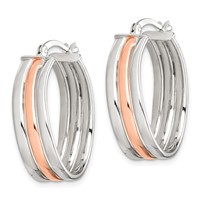 Sterling Silver Rose Gold-plated Polished Wavy Hoop Earrings view 2