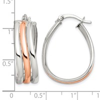 Sterling Silver Rose Gold-plated Polished Wavy Hoop Earrings view 4