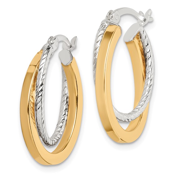 Sterling Silver Double Twisted Oval Hoop Earrings