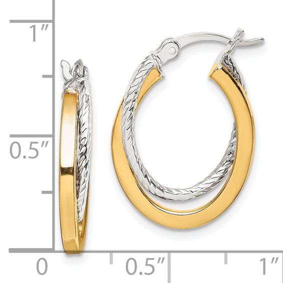 Sterling Silver Double Twisted Oval Hoop Earrings