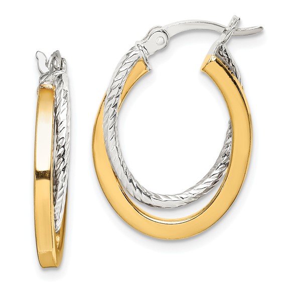 Sterling Silver Double Twisted Oval Hoop Earrings