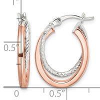 Sterling Silver and Rose Gold-plated Double Hoop Earrings view 4