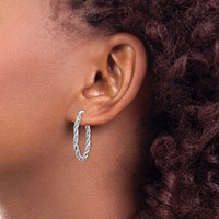 Sterling Silver Rhodium-plated 2.5mm Twisted Oval Hoop Earrings view 3