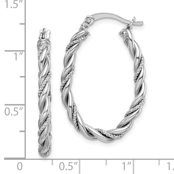 Sterling Silver 2.5mm Twisted Oval Hoop Earrings
