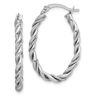 Sterling Silver 2.5mm Twisted Oval Hoop Earrings