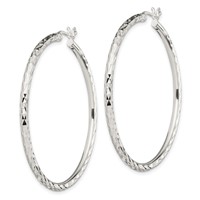 Sterling Silver Polished & Diamond-cut 2.5mm Round Hoop Earrings view 2