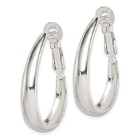 Sterling Silver Polished Omega Back Hoop Earrings view 2