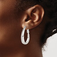 Sterling Silver Polished Omega Back Hoop Earrings view 3