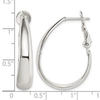 Sterling Silver Polished Omega Back Hoop Earrings view 4