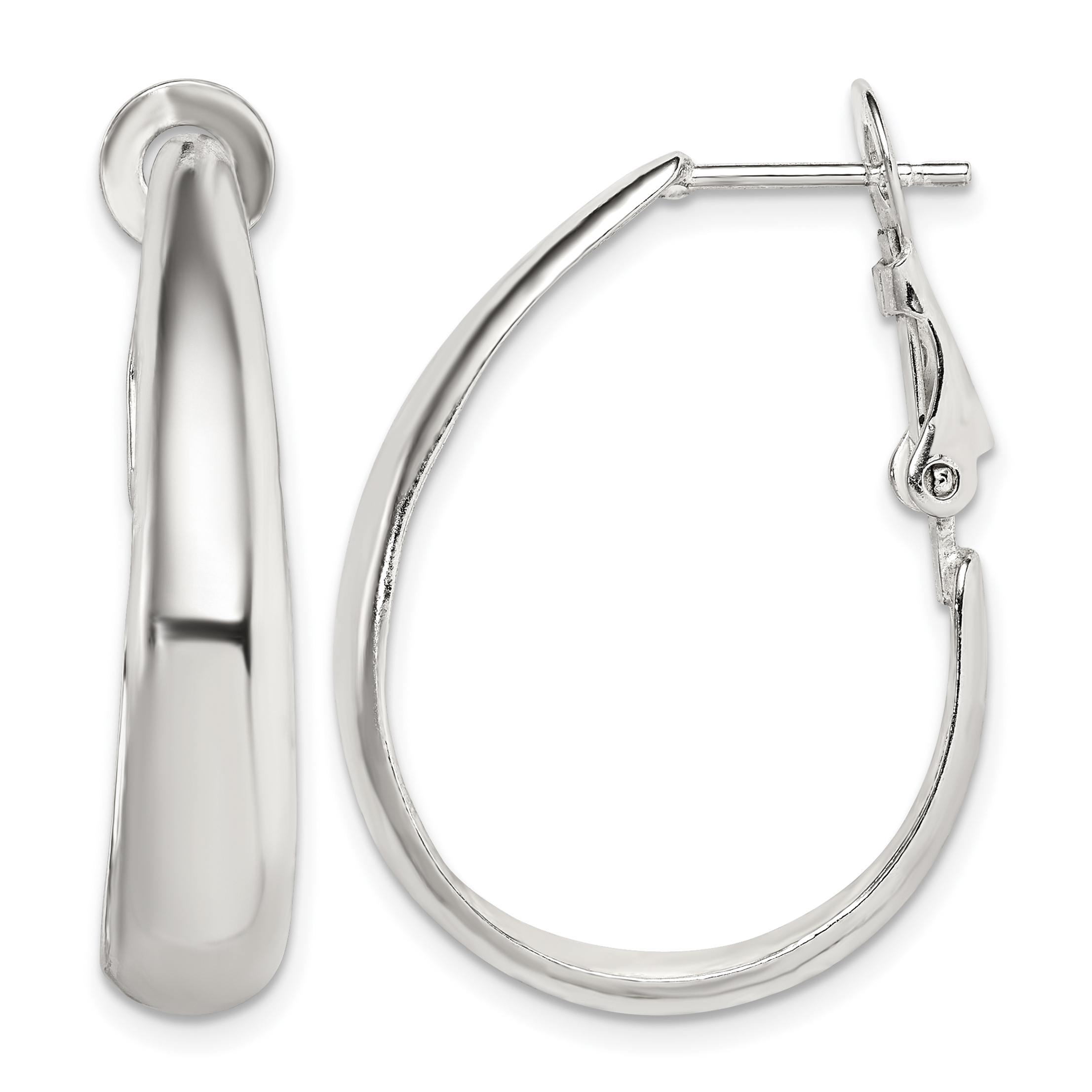 Sterling Silver Polished Omega Back Hoop Earrings (QE14141)