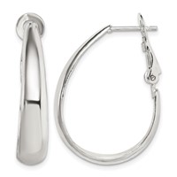 Sterling Silver Polished Omega Back Hoop Earrings view 1