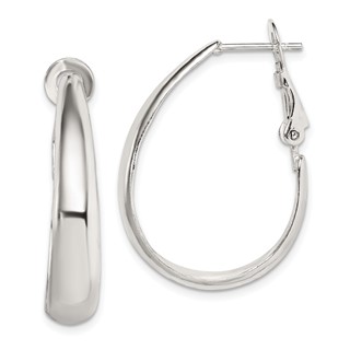 Sterling Silver Polished Omega Back Hoop Earrings