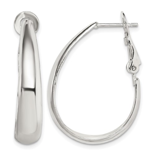 Sterling Silver Polished Omega Back Hoop Earrings