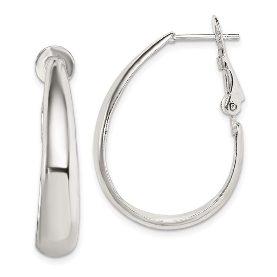 Sterling Silver Polished Omega Back Hoop Earrings