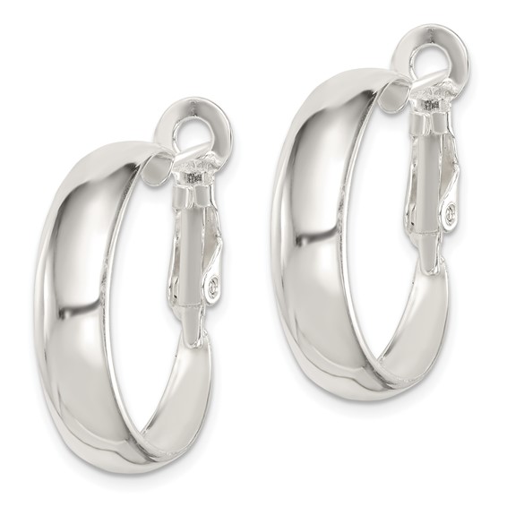 Sterling Silver Polished 6mm Omega Back Hoop Earrings