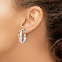 Sterling Silver Polished 6mm Omega Back Hoop Earrings view 3